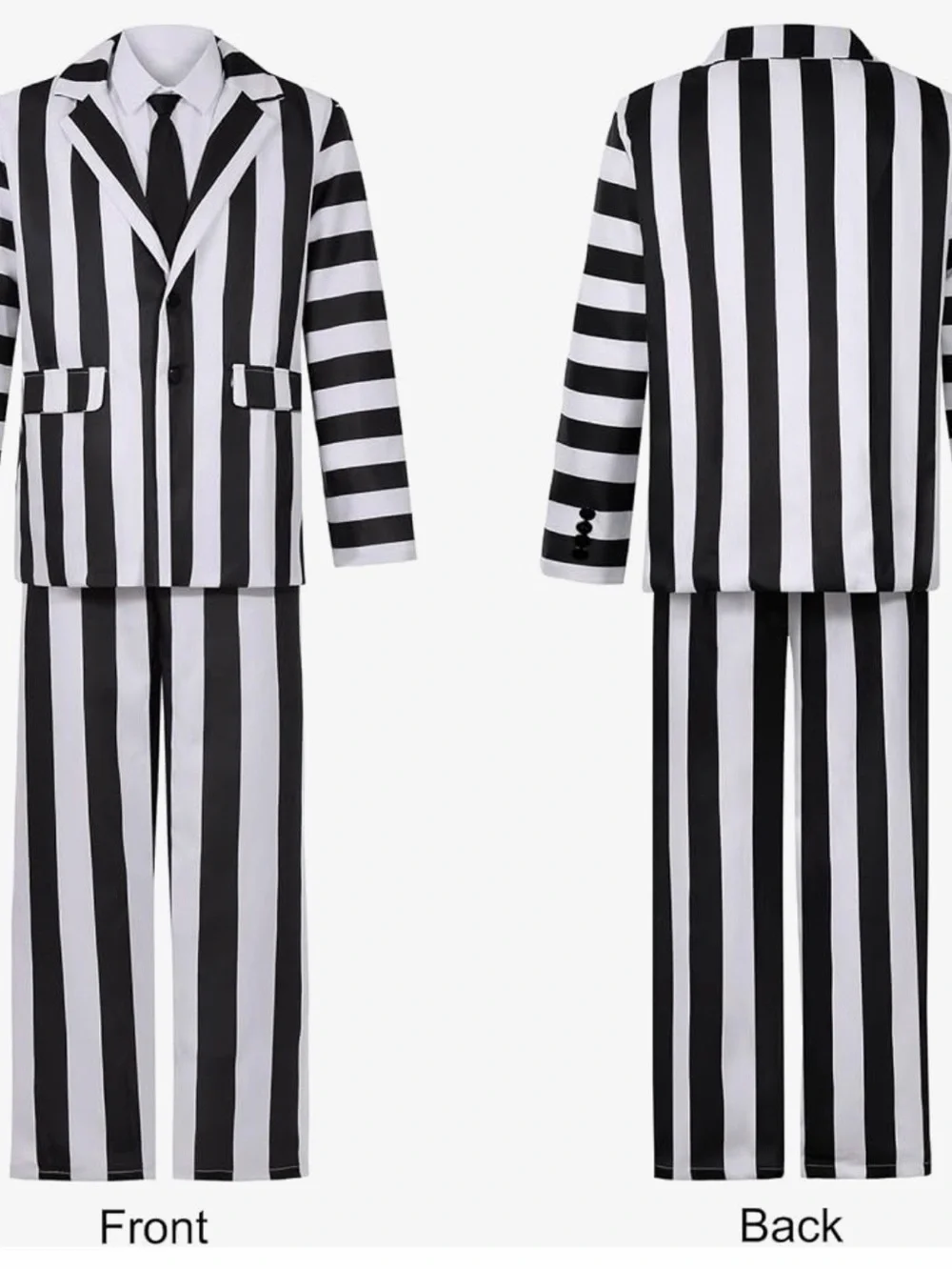 NEW. Halloween Costume. Beetlejuice-  Black and White Striped Suit-Men’s L NWT
